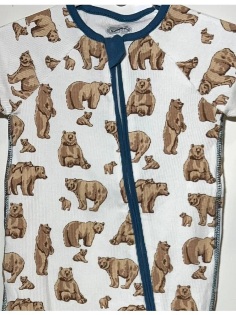 Mud Pie 3m 6m NWOT ribbed Brown Bear footed sleeper romper zip mountain camping
